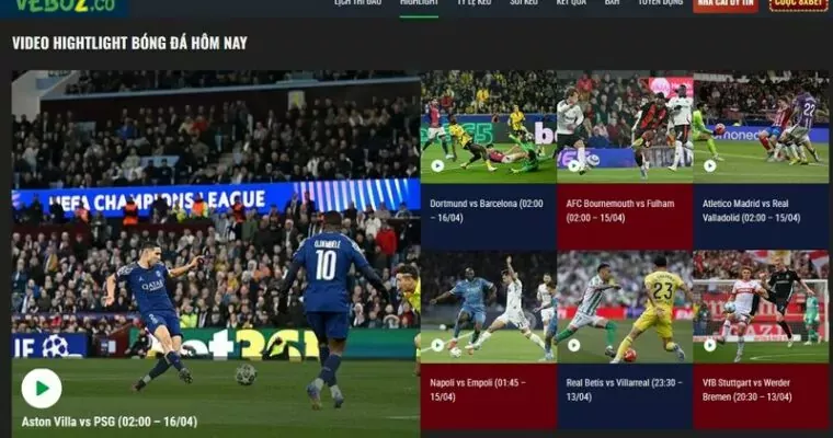 Vebo TV – Website hàng đầu trong lĩnh vực trực tiếp bóng đá